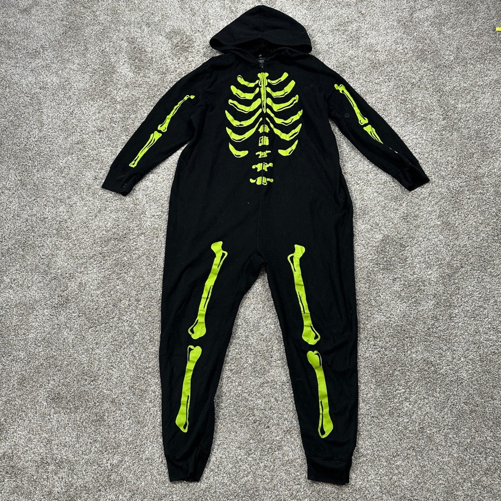 Hyde and EEK! Boutique Jumpsuit Womens XXL Skeleton Black Neon Green Graphic